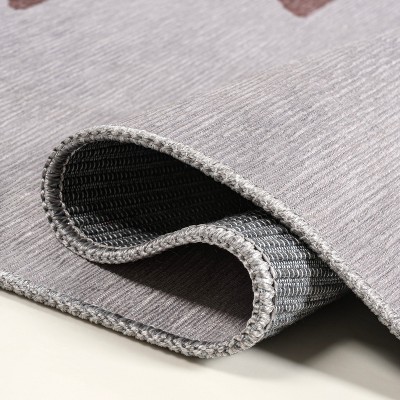 Gray and Brown Geometric Washable Synthetic 8' x 10' Area Rug