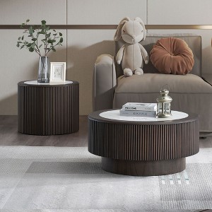 Kumasinova Modern Marble Pattern Coffee Table(Set),Round Side Table with Sturdy Base,End Table with Marble Design,Coffee Tables for Living Room,Office - 1 of 4