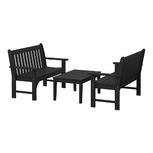 WestinTrends Malibu 3-Piece HDPE Outdoor Patio Furniture Couch and Coffee Table Set - 1 of 4