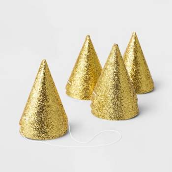 10ct 5" Glittered Party Hats Gold - Spritz™