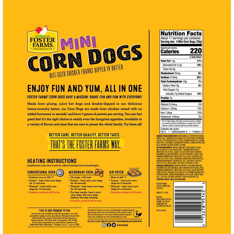 Foster Farms Mini Corn Dogs - Frozen - 29.3oz/40ct, 2 of 10