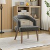 Grey 25.79" Wide Modern Barrel Open Back Upholstered Accent Chair with Weathered Solid Wood Legs - 3 of 4