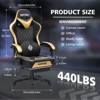 Hoffree Leather Recliner Ergonomic Massage Gaming Chair Reclining Swivel Racing Office Chair Black Gold - image 2 of 4