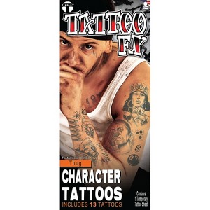 Tinsley Transfers Gender Neutral Temporary Tattoo Sheet Halloween Costume Mask - Multicolored One Size - 1 of 2