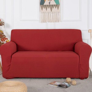 Home Mart Goods Red 3-Piece Set 4-Way Stretch Slipcover Sofa Loveseat & Armchair Cover Protector - 1 of 4