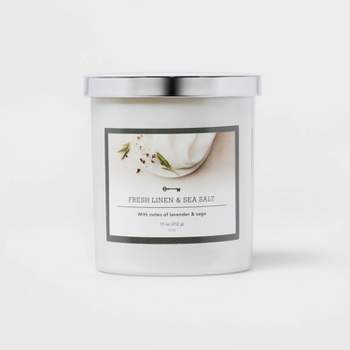 Lidded Glass Candle Fresh Linen & Sea Salt - Threshold™