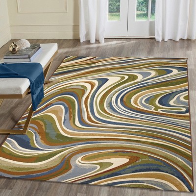 Serenity Tides Abstract Multicolor Indoor/Outdoor Rug