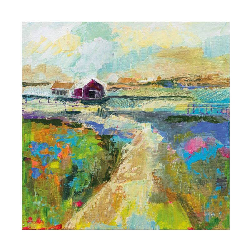 35&#34; x 35&#34; Jeanette Vertentes &#39;The Pasture&#39; Gallery-Wrapped Canvas Art, Modern Landscape Painting, Unframed Wall Decor - Trademark Fine Art, 1 of 6