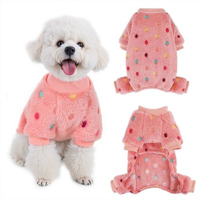 Dog Fuzzy Velvet Pajamas, Dog Winter Clothes for Small Dogs Boy Girl, Pet Jumpsuit, Doggy Apparel, Pink/Gray/Blue/Purple