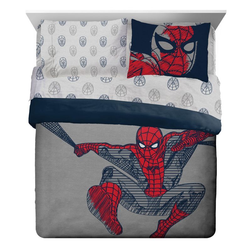 Saturday Park Marvel Spiderman Web Stripe 100% Organic Cotton Bed Set, 3 of 10
