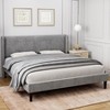 homfan Upholstered Bed Frame with Wingback Headboard, Luxurious Velvet Upholstery Platform Bed, Wooden Slat Support, and Easy Assembly - 3 of 4