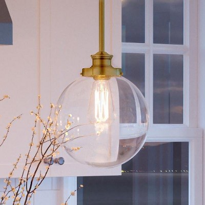Urban Ambiance Luxury Vintage Pendant,  12-3/4"H x 9-3/4"W,  Native Brass Finish, UHP2643