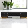 70.9" TV Stand with Wave Groove Cabinet Doors, 4 Drawers & T-Shaped Metal Frame – Media Console for TVs up to 75", Cable Management - 3 of 4