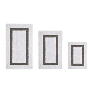 Hotel 3 PC Bath Rug 100% Premium Cotton Tufted Weave Two Tone Reversible Bathroom Rug, Super Soft Absorbent, Machine Washable Bath Mat - 1 of 4