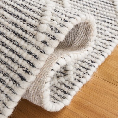 Natura Ivory and Black Hand-Tufted Wool Runner Rug