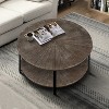 VYNXARIA 31.5x31.5x18.3 Round Coffee Table With 2-Tier Storage,Farmhouse Living Room Cocktail Table With Black Metal Leg,Easy Assembly - 3 of 4