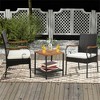 MOEPISY Set of 2 Outdoor PE Wicker Chair with Acacia Wood Armrests - 2 of 4