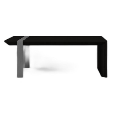 HomeRoots 48" Black And Silver Wood And Stainless Steel Distressed Sled Coffee Table