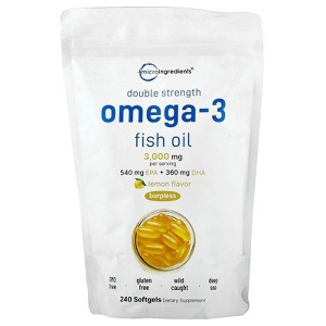 Micro Ingredients Double Strength, Omega-3 Fish Oil, Lemon, 240 Softgels (1,000 mg per Softgels) - 1 of 2