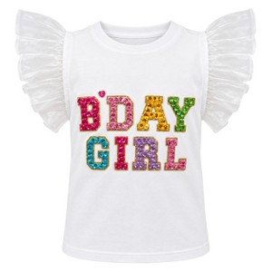2Bunnies Girls' 4T-8Y Birthday Sequin Letter Ruffle Sleeve T-Shirt ...