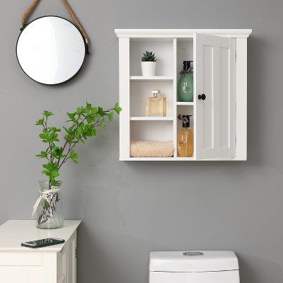 White MDF Bathroom Wall Cabinet with Adjustable Shelves
