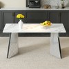 FURNIinspire Dining Tables Modern Rectangular Slab Table with Stainless Steel Butterfly Legs for Dining Room Kitchen Island, White, 63"*31.5"*30" - 2 of 4