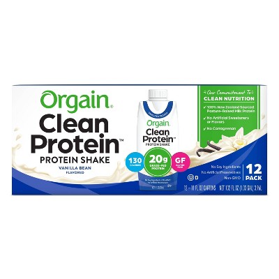 Orgain Clean Grass-Fed Protein Shake - Vanilla Bean - 12ct