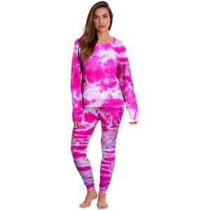 Just Love Women's Tie Dye Two Piece Thermal Pajama Set - Waffle PJ Set - 1 of 3