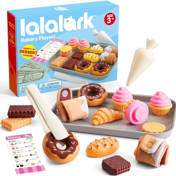 Set de Panadería de Juguete Joyfy para Niños Pequeños - 17 Piezas de Cocina con Galletas, Bandeja y Dinero para Aprender e Imaginar, Regalo de Navidad y Cumpleaños para Niños y Niñas