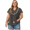 Agnes Orinda Women's Plus Size Floral Tie Neck Keyhole Bib Peasant Ditsy Casual Chiffon Blouse - 3 of 4