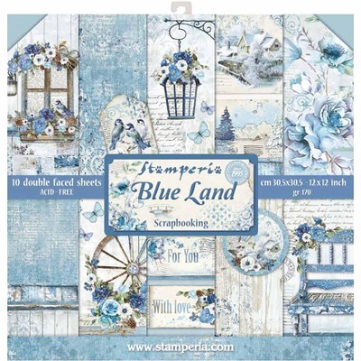 Stamperia Double-Sided Paper Pad 12"X12" 10/Pkg-Blue Land, 10 Designs/1 Each