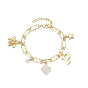 Adornia 14k Yellow Gold Plated Initial Chunky Charm Bracelet - 1 of 1
