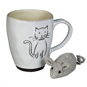 Evergreen Ceramic Cup Gift Set 16oz Pet Cat - 1 of 4