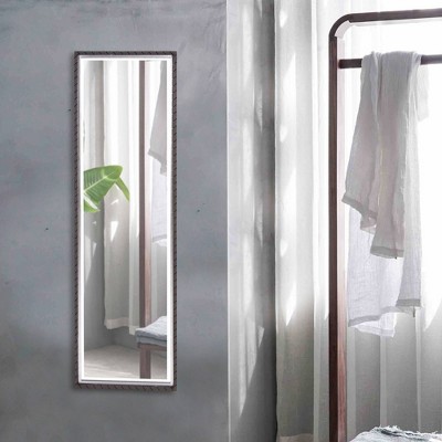 Cantera Slim Black Iron Frame Dressing Mirror with Silver Inset