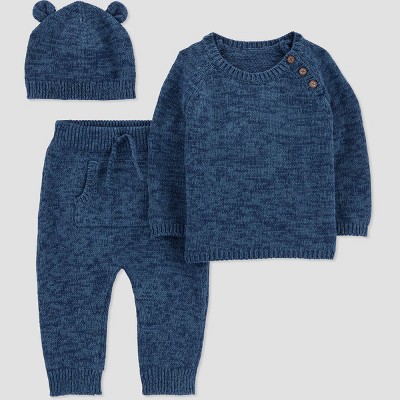 Image of Carter's Just One You® Baby 3pc Bear Top & Bottom Set - Blue 3M