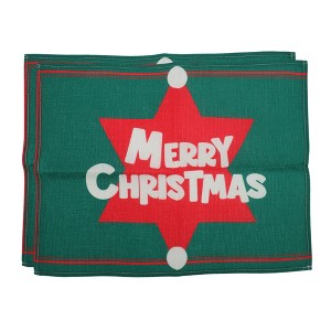 Unique Bargains Christmas Place Mats Linen Brown Green 13"x17.7" 2 Pcs - 1 of 4