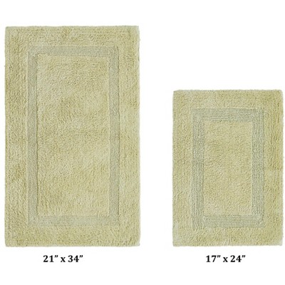 Luxurious Sage Cotton Tufted Reversible Bath Rug Set