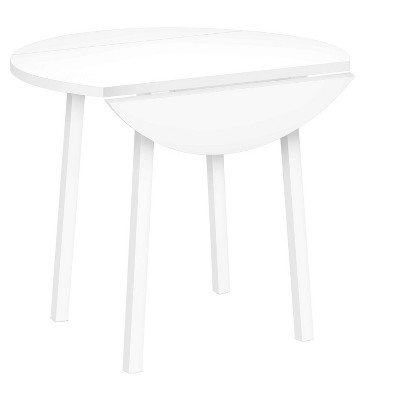 White Metal and Laminate Drop Leaf Dining Set with Gray Cushions