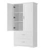 Ridstar 63.2 in. H White Bathroom Storage Cabinet with Two Doors and Drawers, Adjustable Shelf - 2 of 4
