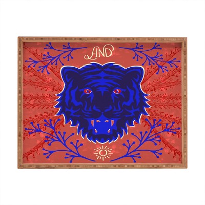 Caroline Okun Tiger Blue Bamboo Tray - Deny Designs