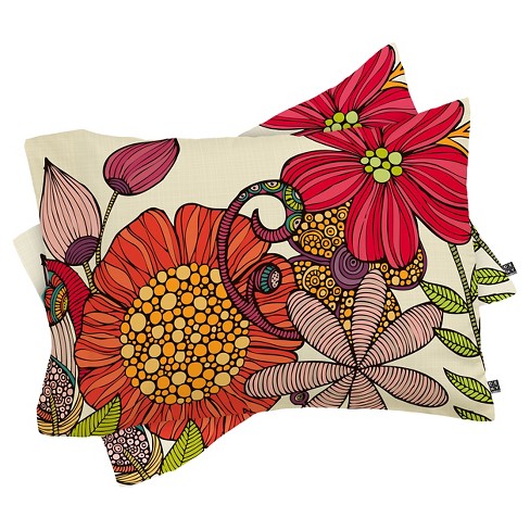 Red discount floral pillow