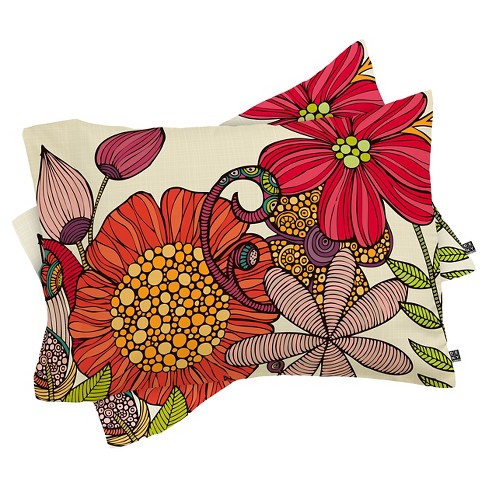 Valentina Ramos Harmonia Floral Pillow Sham (Standard) Red 1 pc - Deny Designs - image 1 of 4