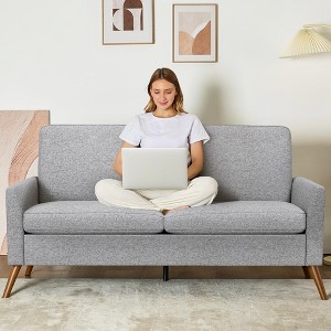 Dyonery 68" Loveseat Sofa, Comfy 2-Seater Couch for Small Spaces, Mid Century Modern Love Seat with Tool-Free Assembly & Removable Covers - 1 of 4