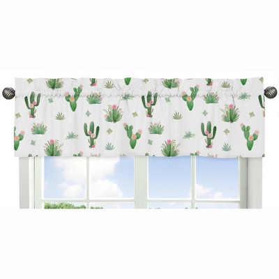 Sweet Jojo Designs Window Valance Treatment 54in. Cactus Floral Pink Green and White