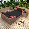 Whisen 5-Piece PE Wicker Patio Conversation Sofa Set with Cushion - 4 of 4