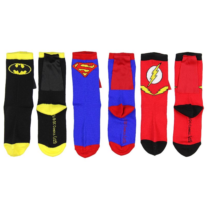 DC Comics Superhero Batman Superman The Flash Youth Boys Caped Crew Socks, 2 of 4
