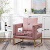 TOAOTBNBO Velvet Modern Accent Chair with Gold Metal Frame, Upholstered Armchair with Cut-out Square Armrests Soft Office Lounge Chair - 3 of 4