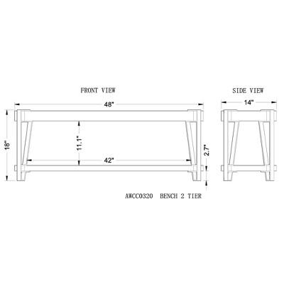 Ryegate 48" Natural Live Edge Acacia Wood Bench with Metal Frame