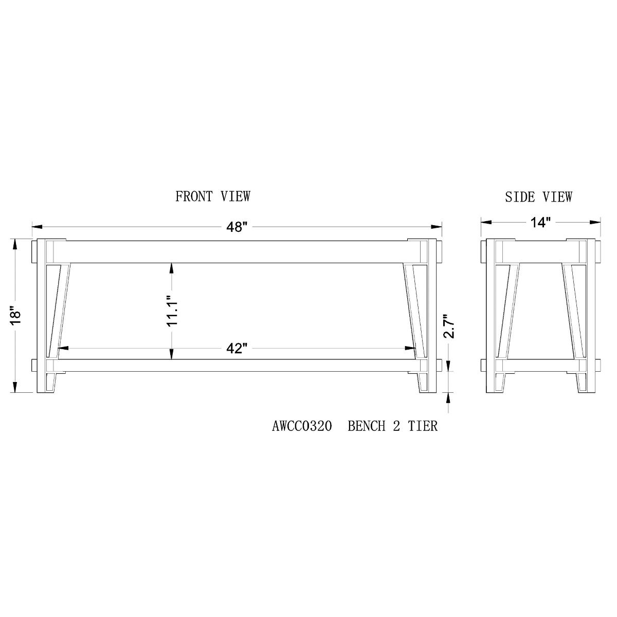 Alaterre Furniture 48" Ryegate Natural Brown Live Edge Solid Wood Bench Metal And Wood: Entryway, Bedroom Seating - thumbnail 5