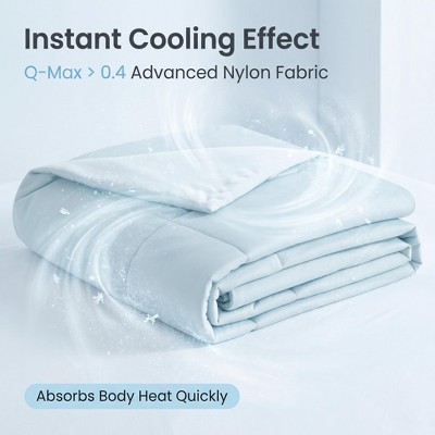 NTBAY 4 Piece Cooling Blanket Set, Q-Max 0.43 Cooling Blanket with Fitted Sheet & 2 Pillowcases, Lightweight Summer Bedding, Aqua, Queen — фото 3